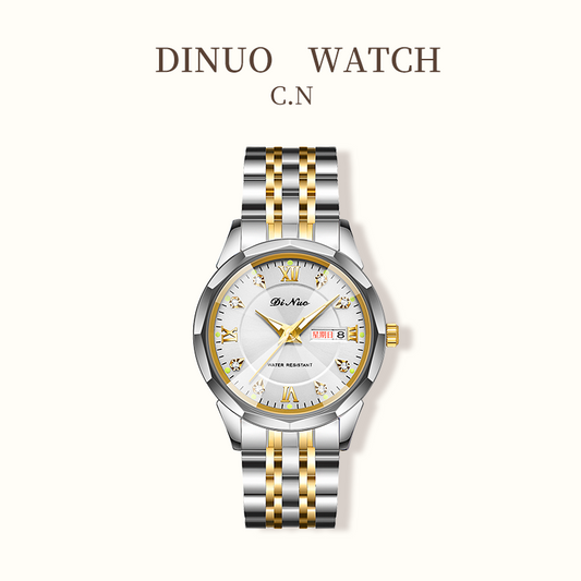 Men Women Day-Date Luminous Watch Stainless Steel