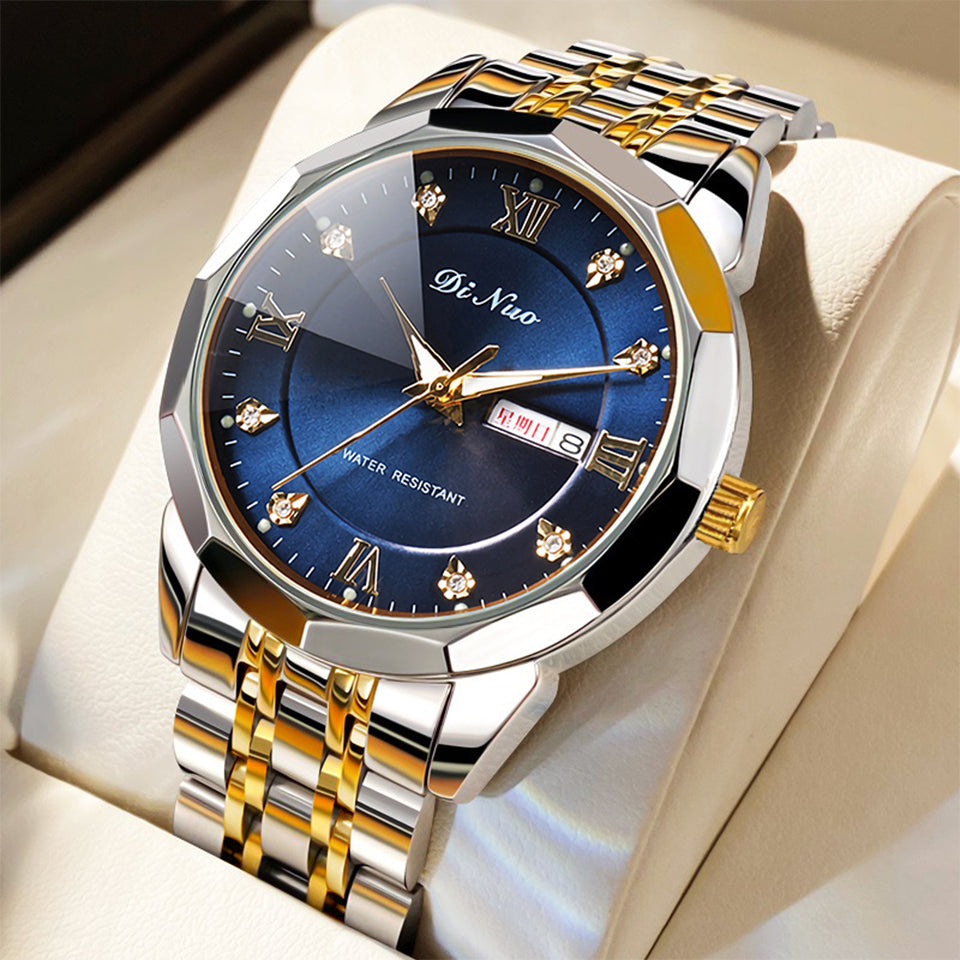 Men Women Day-Date Luminous Watch Stainless Steel