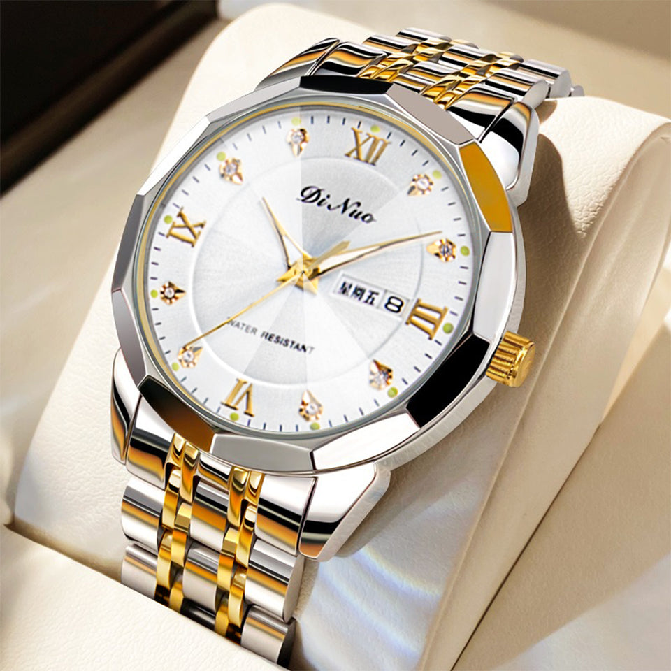 Men Women Day-Date Luminous Watch Stainless Steel