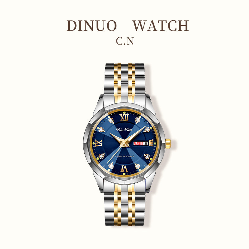 Men Women Day-Date Luminous Watch Stainless Steel
