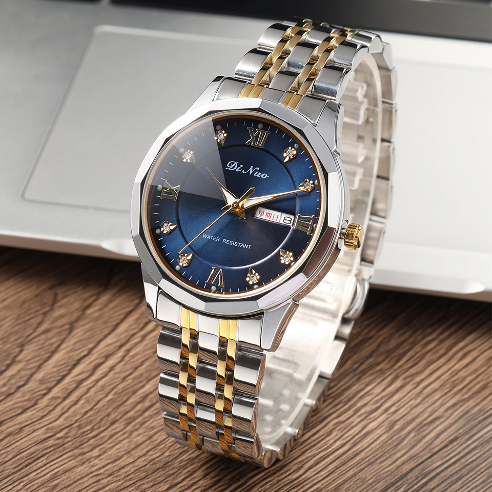 Men Women Day-Date Luminous Watch Stainless Steel